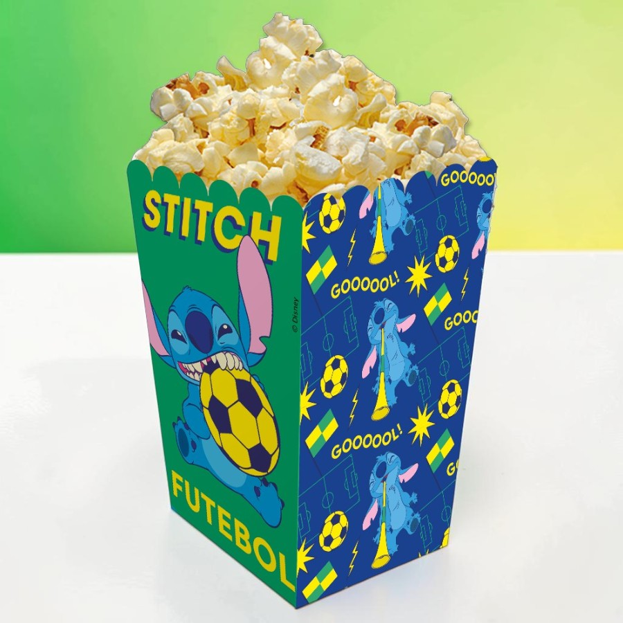 Caixa para Pipoca - Stitch na Copa - Disney Original - 8 unidades