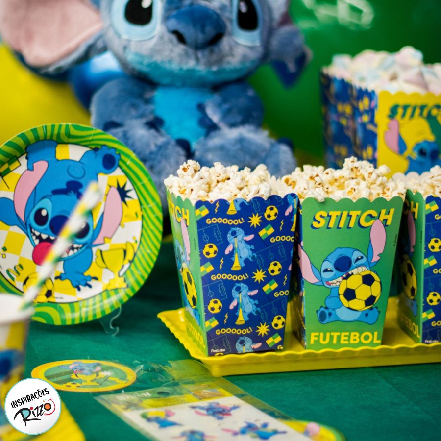 Caixa para Pipoca - Stitch na Copa - Disney Original - 8 unidades