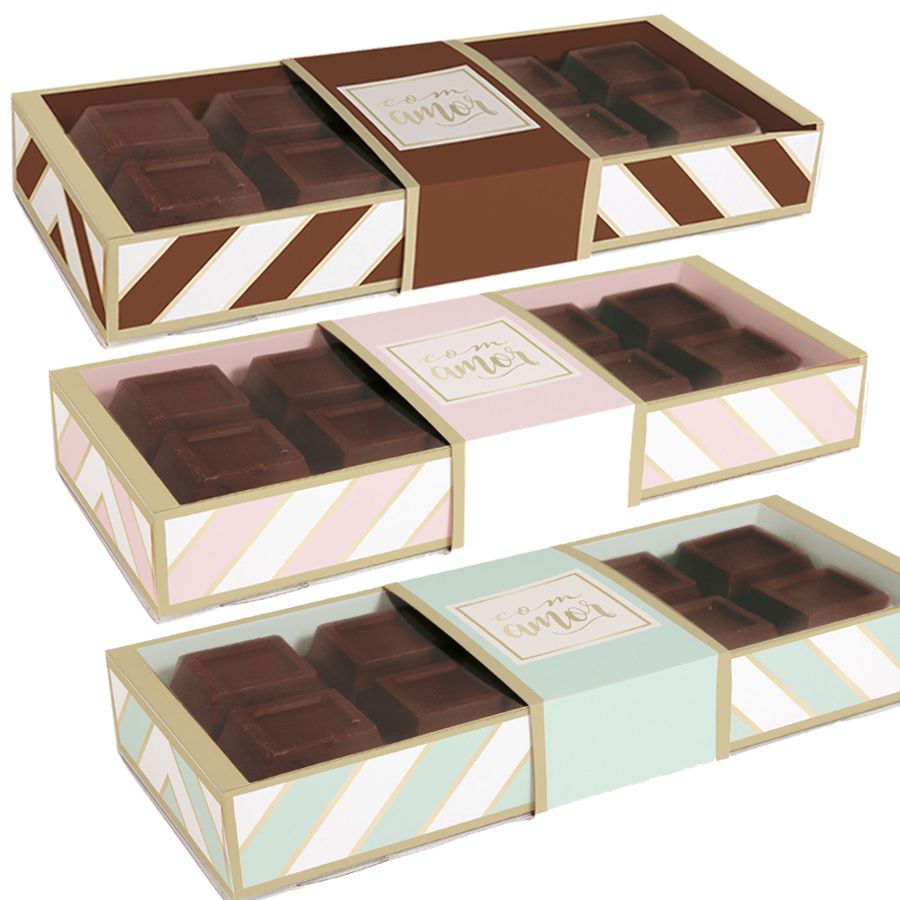 Caixa para Tablete de Chocolate 1Kg - Chevron - 10 unidades