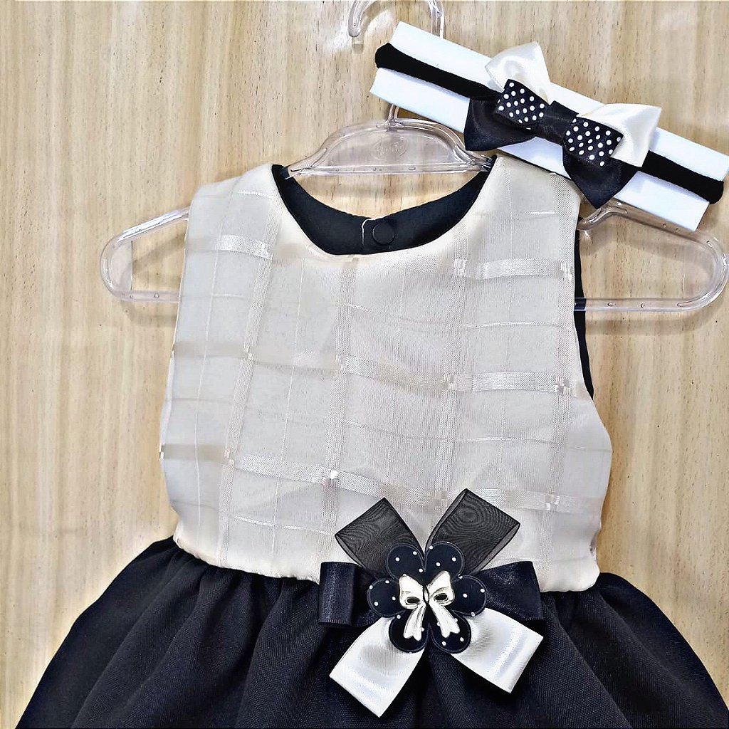 Vestido Xadrez Preto e Branco - Gabi - Maison Baby - Maison Baby