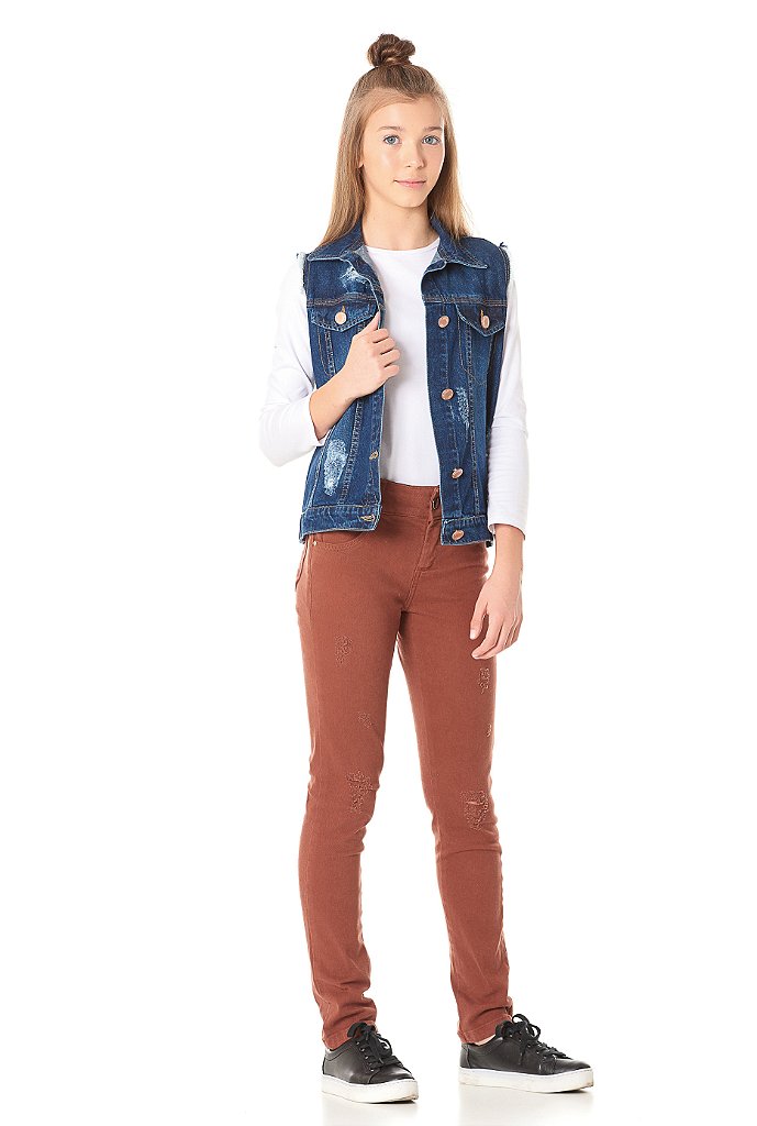 colete jeans feminino juvenil