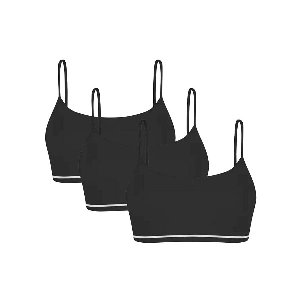 Kit 3 Top Sutiã Básico Lobinha Sem Costura Menina Lupo