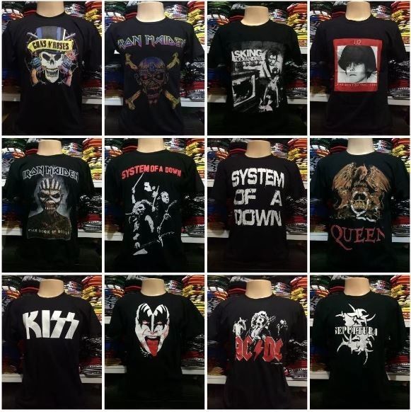 camisas de banda de rock masculina