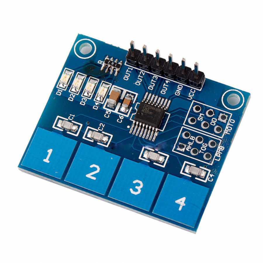 Teclado Capacitivo 4 Teclas - TTP224 - AutoCore Robótica - Arduino
