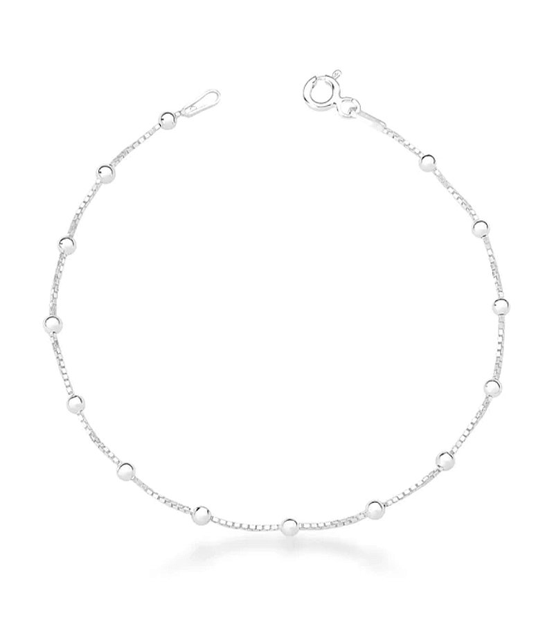 Pulseira Bolinhas Corrente Veneziana V15 Prata 925