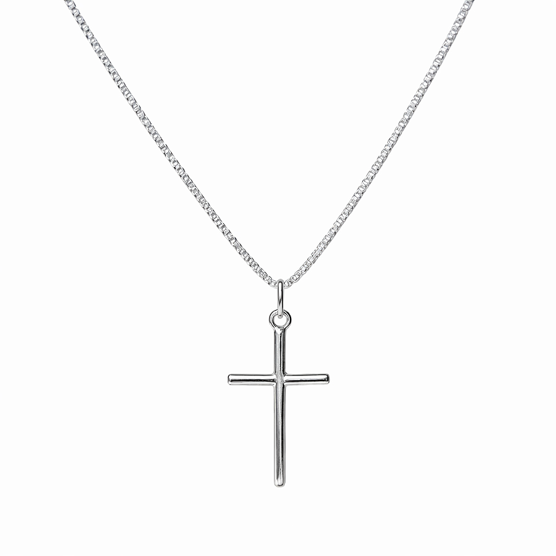 Colar Crucifixo Médio Liso Prata 925