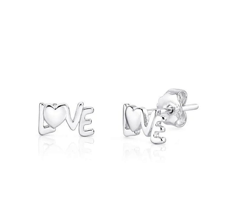 Brinco Love em Prata 925 com Design Delicado