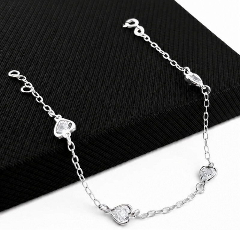Pulseira Ponto Luz Coração Cristal 19cm