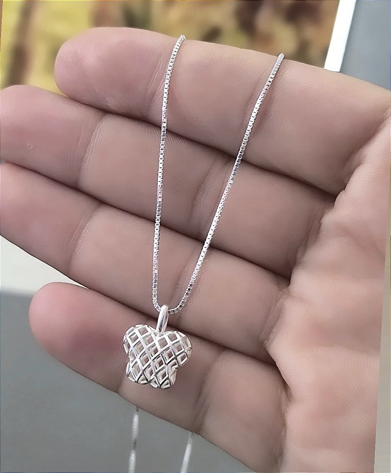 Colar Prata 925 Pingente Borboleta Vazado