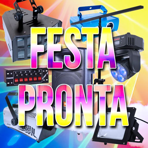 COMBO FESTA PRONTA - Kit Mega + Caixa de Som Bluetooth JBL + Luz Negra (Aluguel 24h)