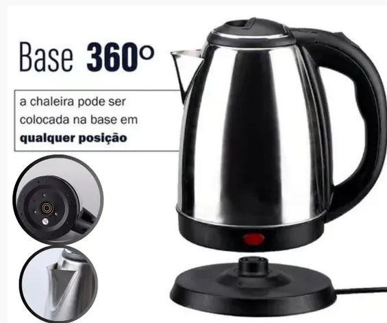 CHALEIRA ELÉTRICA AÇO INOX PRATEADA 1,8L 127V - CLINK