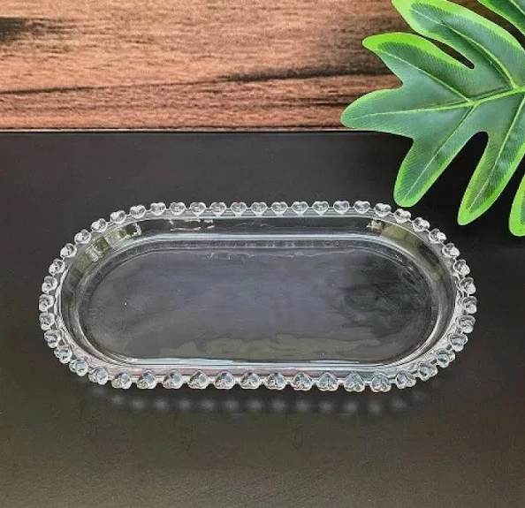 TRAVESSA OVAL DE CRISTAL CORAÇÃO 25x13cm - LYOR