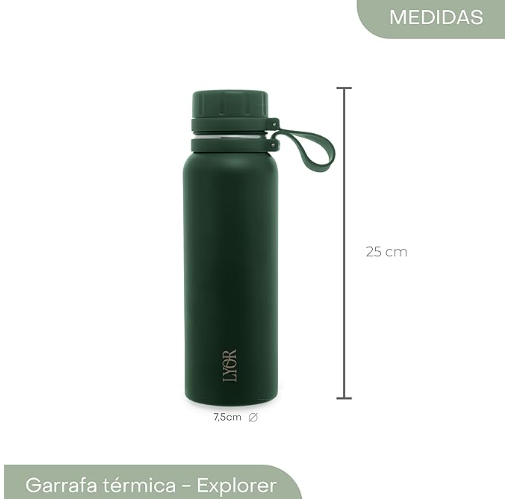 GARRAFA TERMICA DE ACO INOX EXPLORER VERDE 650ML - LYOR