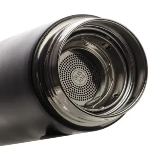 GARRAFA TÉRMICA AÇO INOX COM TERMÔMETRO EM LED PRETA 500ML
