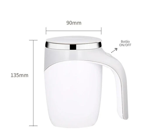 CANECA MIXER DE AÇO INOX COM TAMPA BRANCA - LYOR