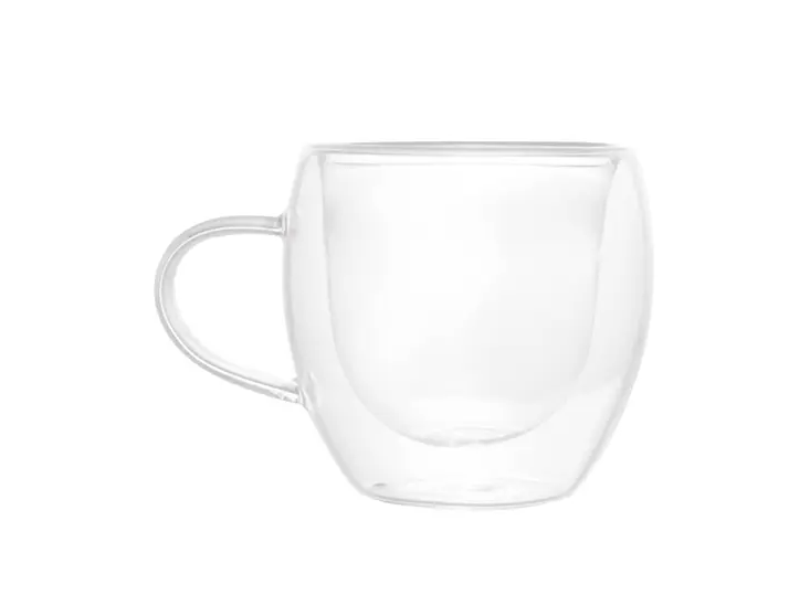 CJ 2 XÍCARAS DE CAFÉ PAREDE DUPLA DE VIDRO BOROSSILICATO MODERN 80ML - LYOR