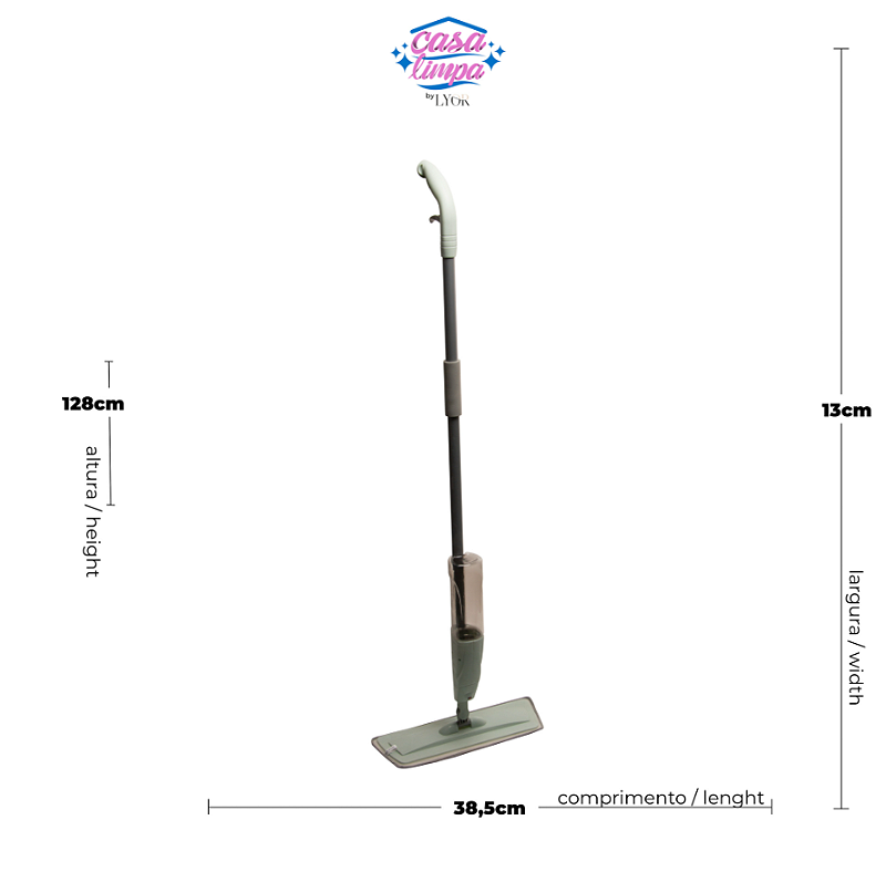 MOP SPRAY COM CABO FIXO DE 126CM E RESERVATÓRIO 350ML - LYOR