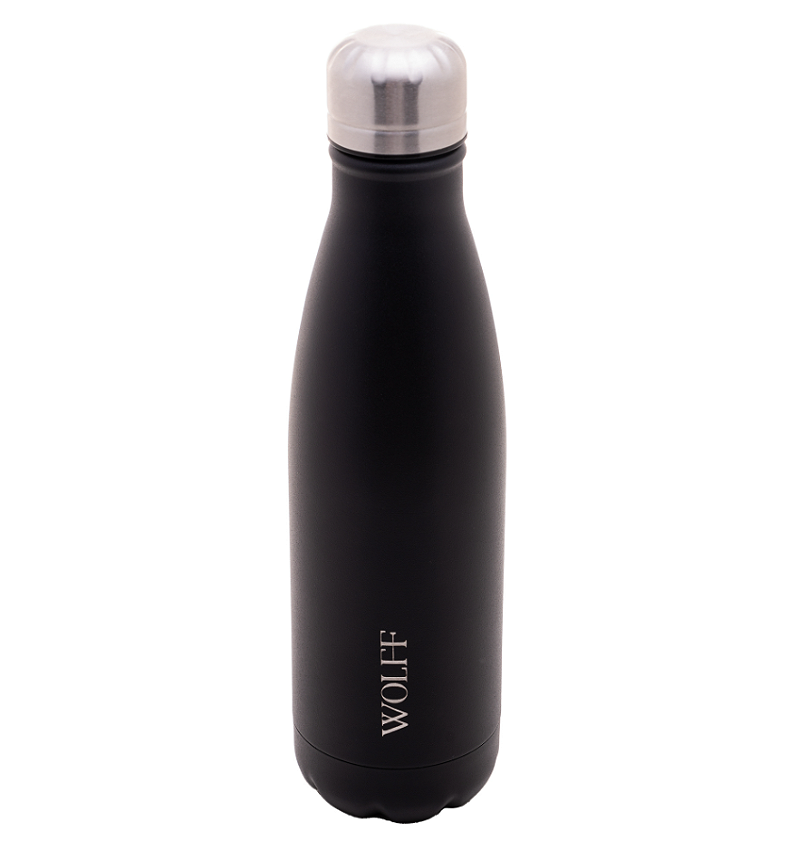 GARRAFA TÉRMICA DE AÇO INOX PAREDE DUPLA ICE PRETA 500ML - WOLFF