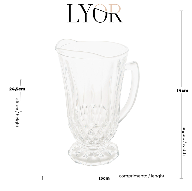 JARRA DE VIDRO 1,25L DIAMANTE 23X16CM - LYOR