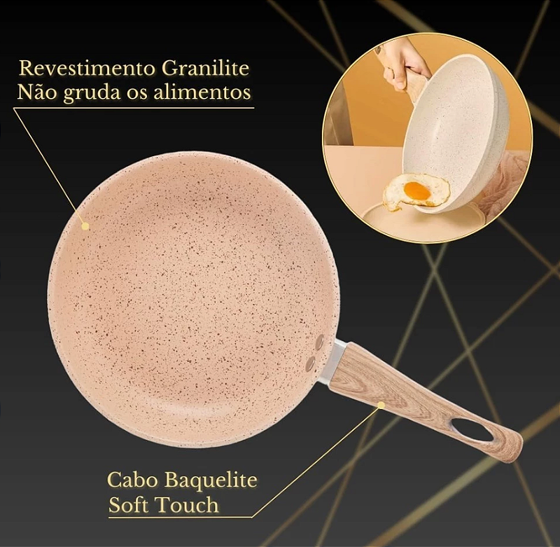FRIGIDEIRA DE INDUÇÃO ANTIADERENTE GRANILITE CERÂMICA BEGE 20CM - LYOR