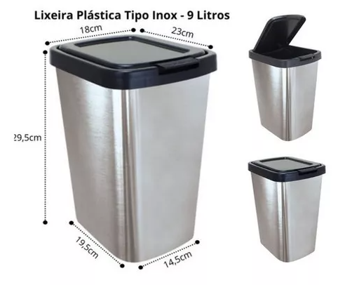 LIXEIRA COM TAMPA CLICK 9L - ARQPLAST