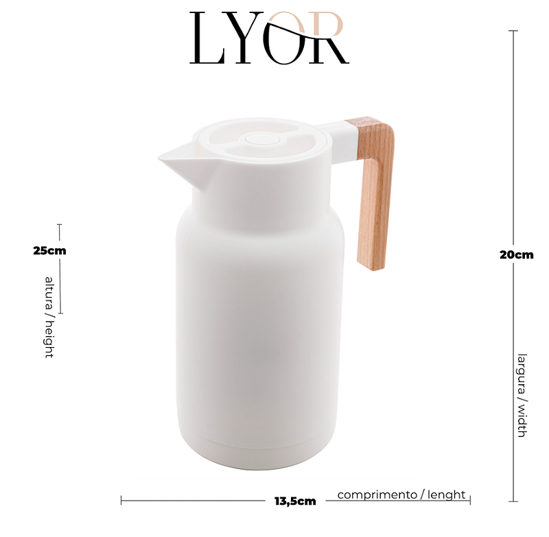 GARRAFA TÉRMICA PARA CAFÉ ORGANIC BRANCA 1L - LYOR