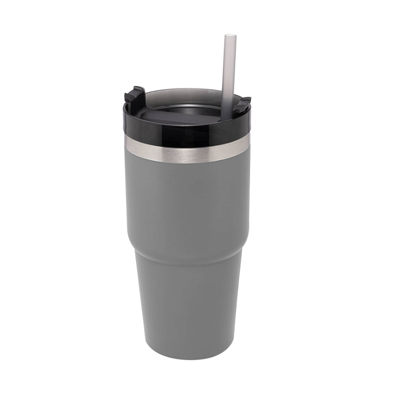 COPO TÉRMICO PAREDE DUPLA AÇO INOX COM CANUDO E TAMPA SLIMTERM COM BASE ERGONÔMICA 590ML - WOLFF