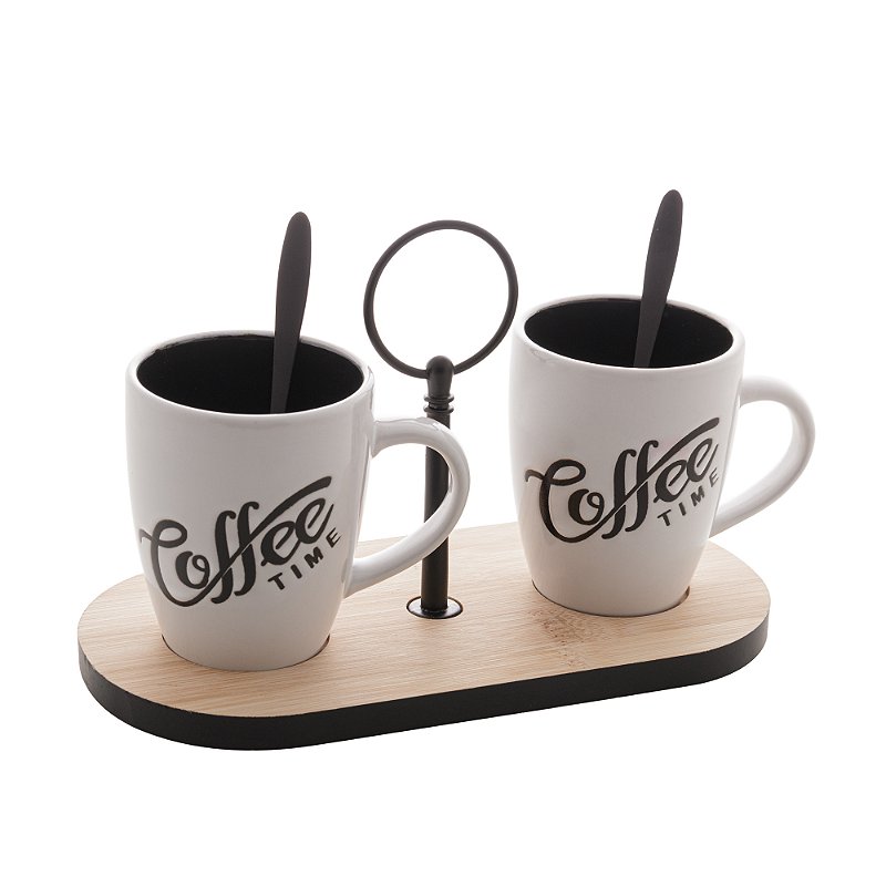 CONJUNTO DE CAFÉ COM SUPORTE EM BAMBU - LYOR