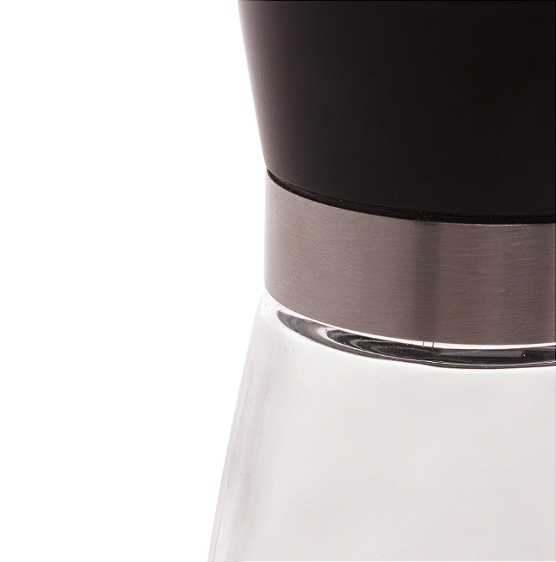 MOEDOR DE TEMPEROS TRANSPARENTE COM TAMPA PRETA 170ml - LYOR
