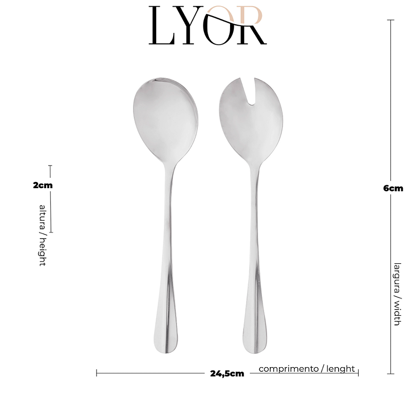 CONJUNTO 2 PEÇAS PARA SALADA DE AÇO INOX POSITANO - LYOR