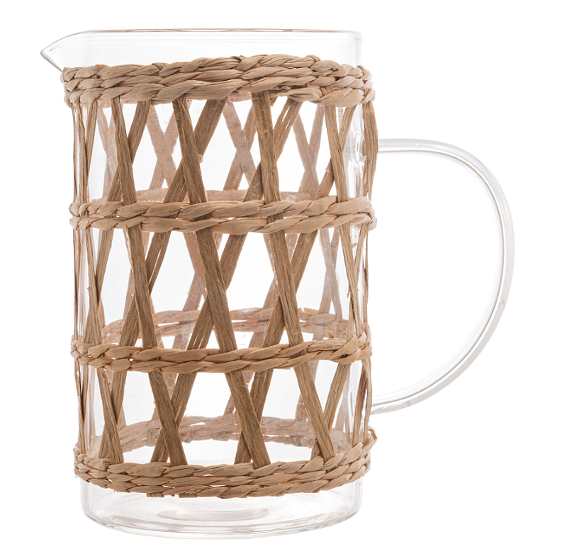 JARRA DE VIDRO COM DECORAÇÃO EM FIBRA NATURAL 1L - WOLFF