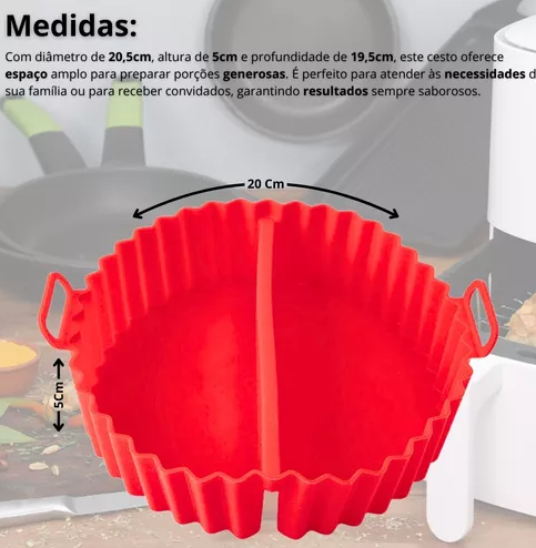 CESTO DE SILICONE PARA AIR FRYER COM DIVISÓRIA 20CM - CLINK
