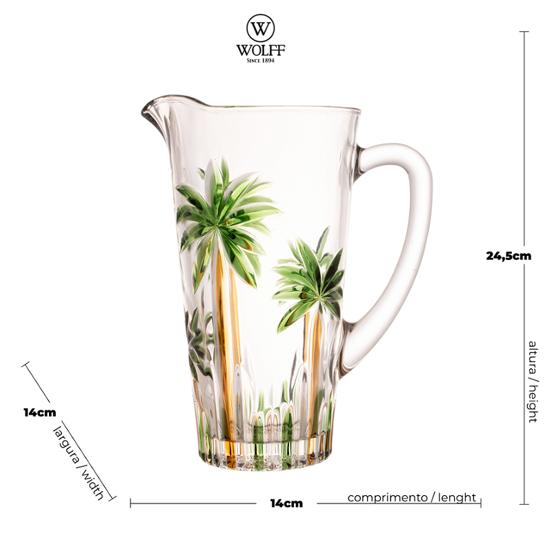 JARRA DE CRISTAL DE CHUMBO PALM TREE HANDPAINT 1,2L - WOLFF