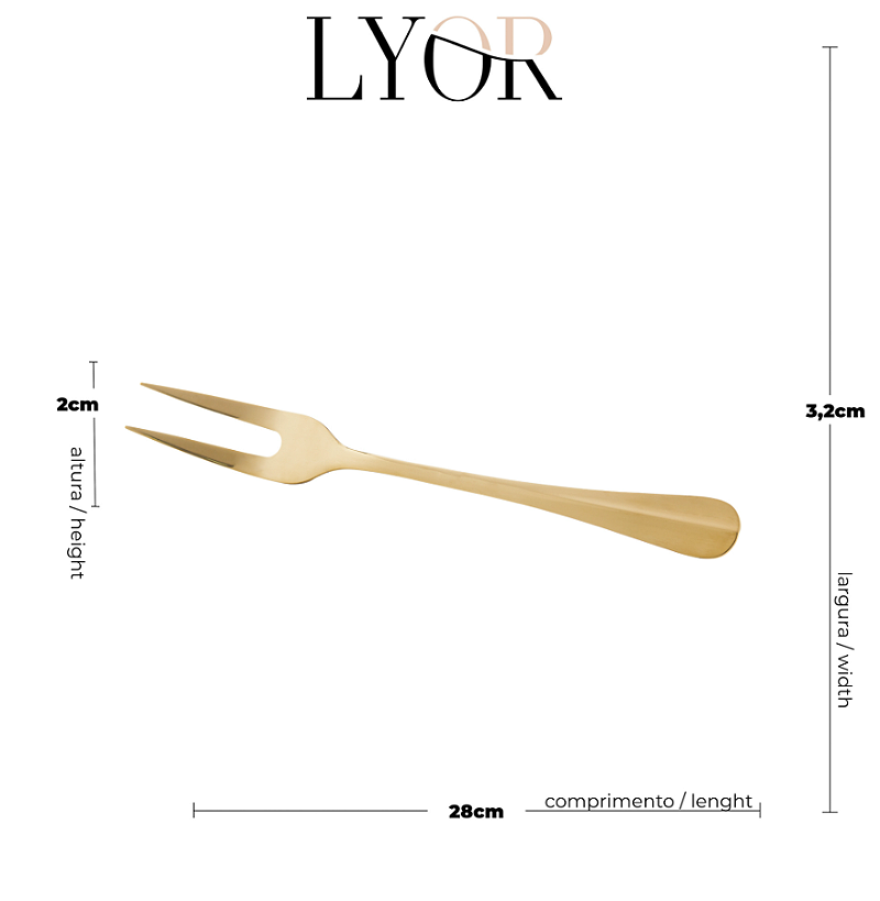 GARFO AÇO INOX PARA ASSADOS DOURADO POSITANO - LYOR