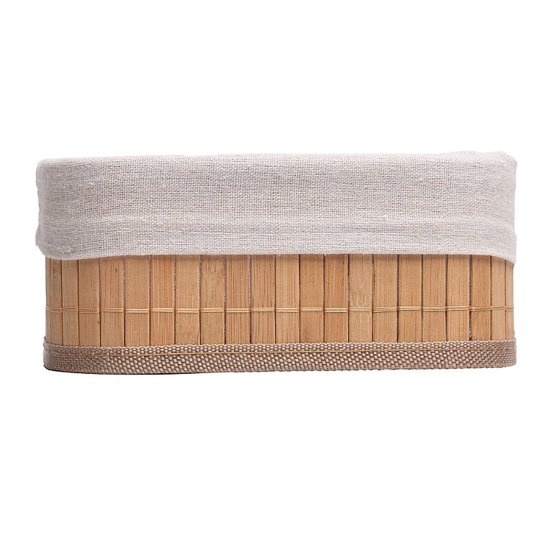 CONJUNTO 3 CESTOS RETANGULARES DE BAMBU COM FORRO - LYOR