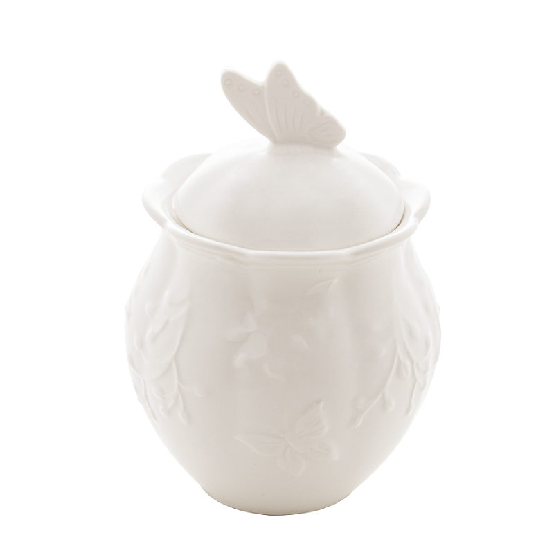 AÇUCAREIRO DE PORCELANA NEW BONE BUTTERFLY FLOWER 13X9CM - LYOR