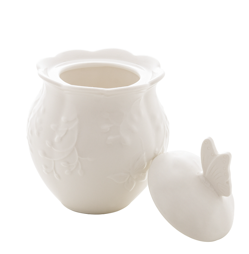 AÇUCAREIRO DE PORCELANA NEW BONE BUTTERFLY FLOWER 13X9CM - LYOR