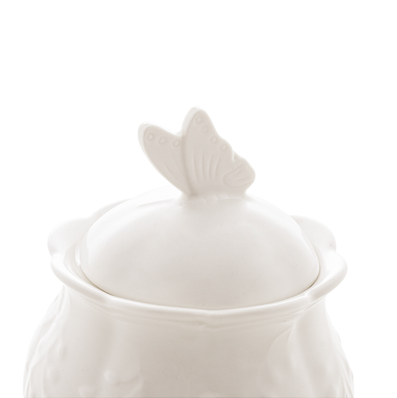 AÇUCAREIRO DE PORCELANA NEW BONE BUTTERFLY FLOWER 13X9CM - LYOR