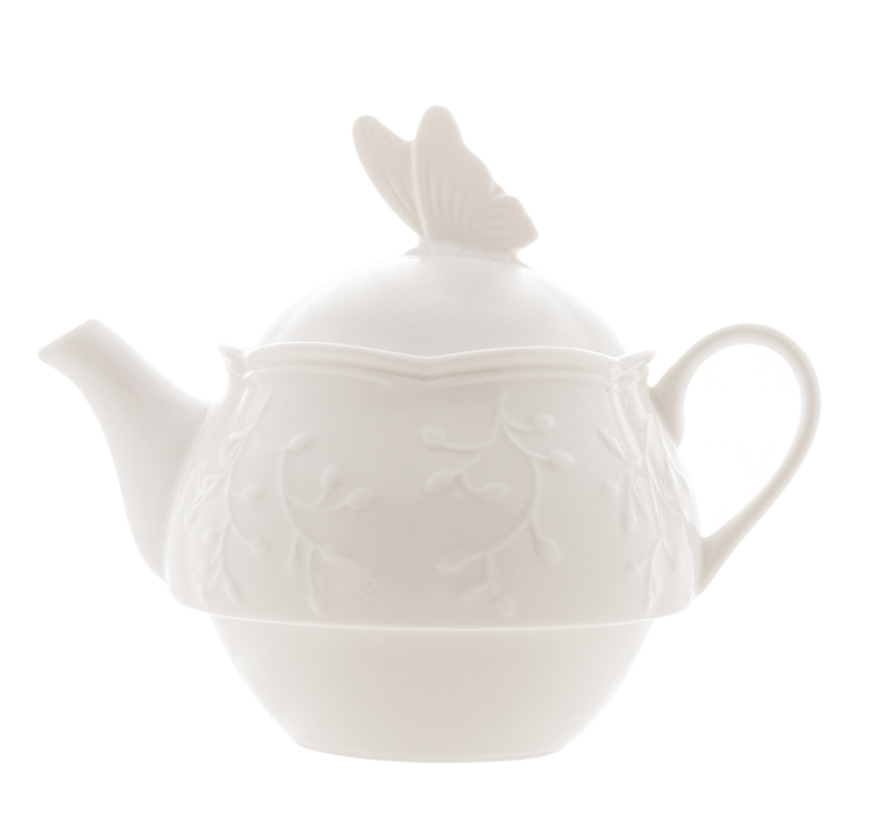 CONJUNTO 3 PEÇAS PARA CHÁ DE PORCELANA NEW BONE BUTTERFLY FLOWER - LYOR