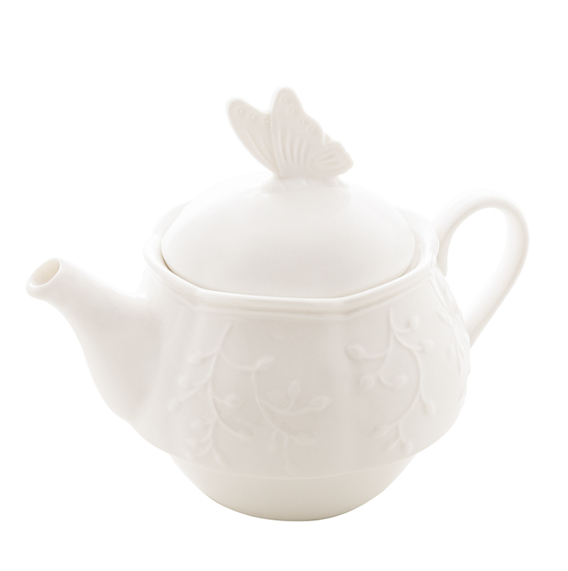 CONJUNTO 3 PEÇAS PARA CHÁ DE PORCELANA NEW BONE BUTTERFLY FLOWER - LYOR