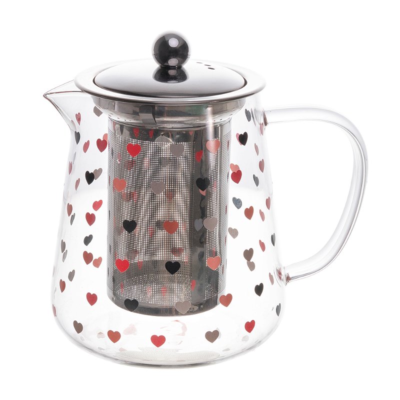 CHALEIRA DE VIDRO COM FILTRO DE AÇO INOX LOVE 750ML - LYOR