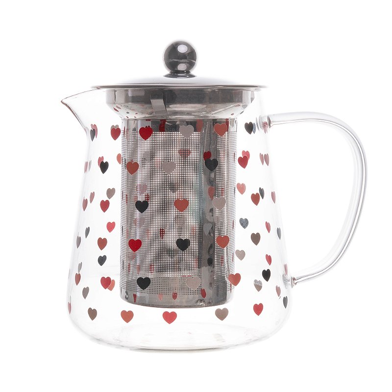 CHALEIRA DE VIDRO COM FILTRO DE AÇO INOX LOVE 750ML - LYOR