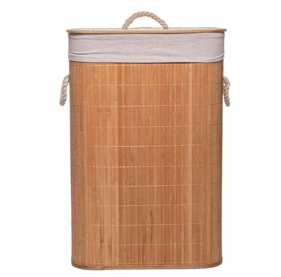 CESTO PARA LAVANDERIA DE BAMBU COM TAMPA NATURAL 57X40X30CM - LYOR