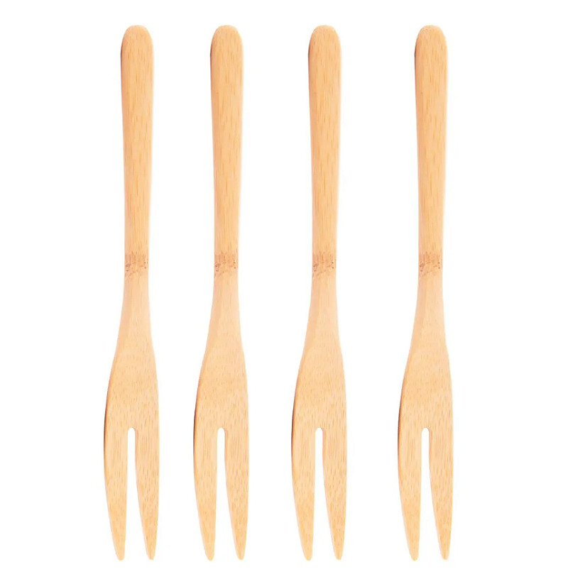 CONJUNTO 4 GARFOS PARA PETISCO DE BAMBU 18CM - LYOR