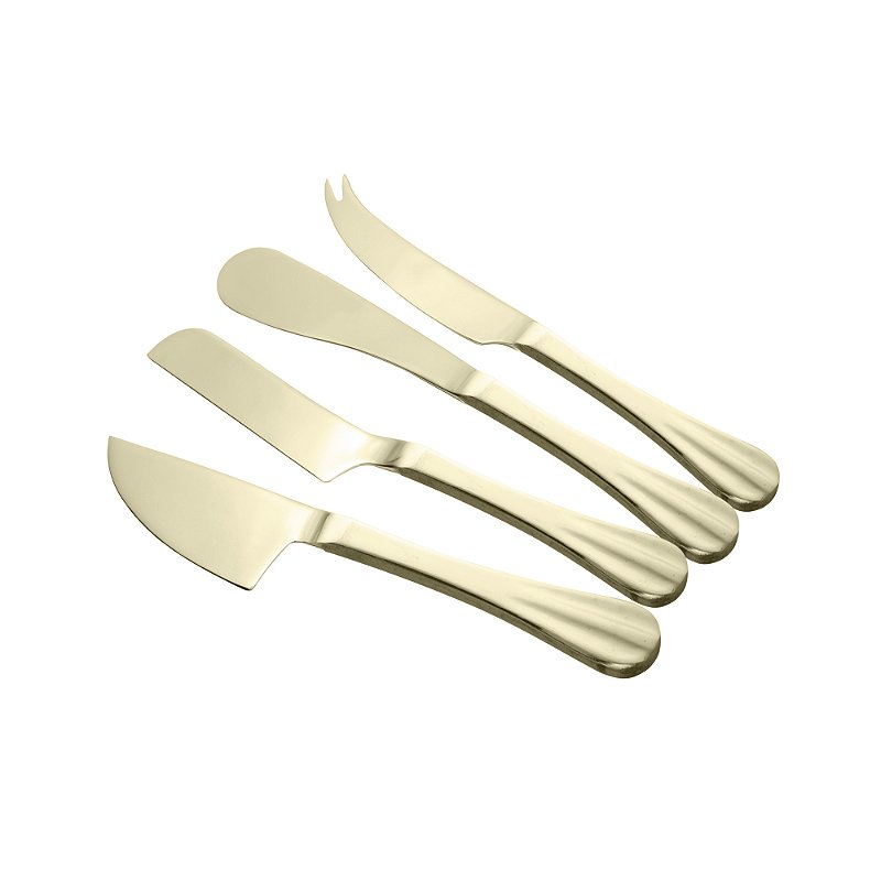 CONJUNTO 4 FACAS PARA QUEIJO POSITANO DE INOX DOURADO - LYOR