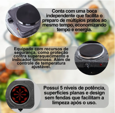 FOGAREIRO ELÉTRICO 1 BOCA 1000W 127V - CLINK
