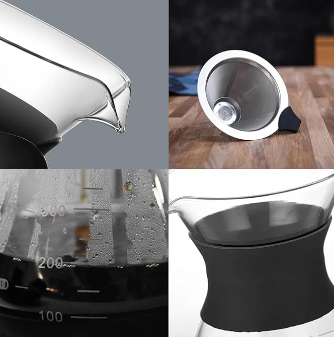 CAFETEIRA JARRA DE VIDRO DE 400ML COM COADOR DE AÇO INOX - CLINK