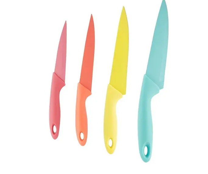 JOGO DE 4 FACAS DE AÇO INOX COLORIDAS CHEF - CLINK