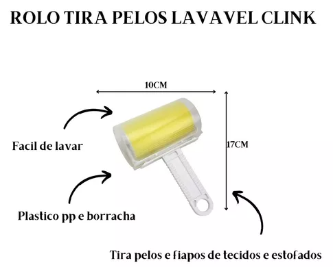 ROLO TIRA PÊLOS LAVÁVEL 10X17CM - CLINK