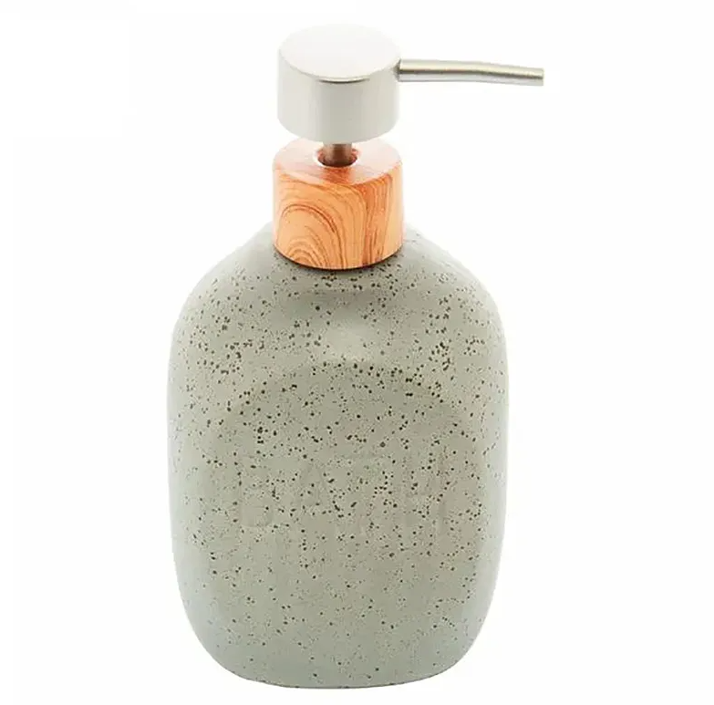 PORTA SABONETE LÍQUIDO DE CERÂMICA GRANILITE BATH CINZA 430ML - LYOR